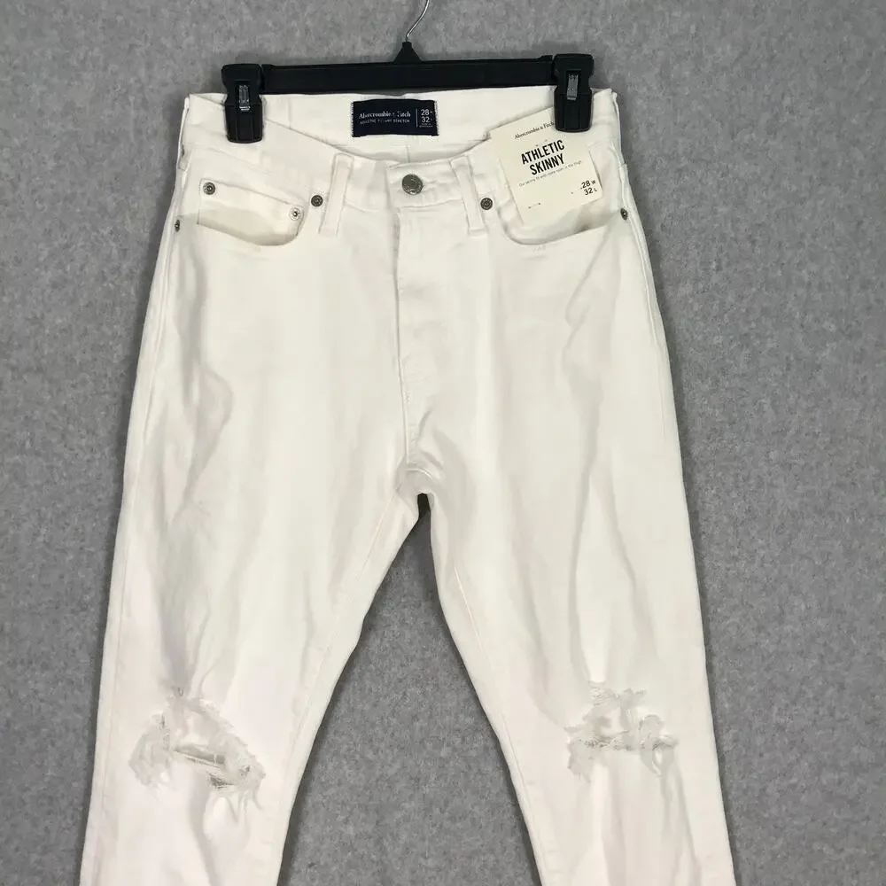 Abercrombie Fitch Jeans Mens 28x32 Athletic Skinny Knee Holes Distressed Stretch